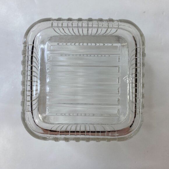 Federal Glass Ribbed Refrigerator Container Dish Lid Embossed Vegetable Motif - Picture 5 of 9